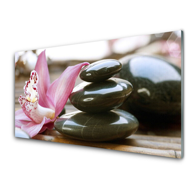 Kitchen Splashback Flower stones art pink grey