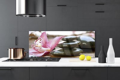 Kitchen Splashback Flower stones art pink grey