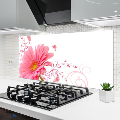 Kitchen Splashback Flower floral pink