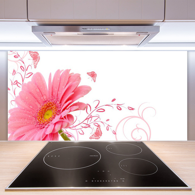 Kitchen Splashback Flower floral pink