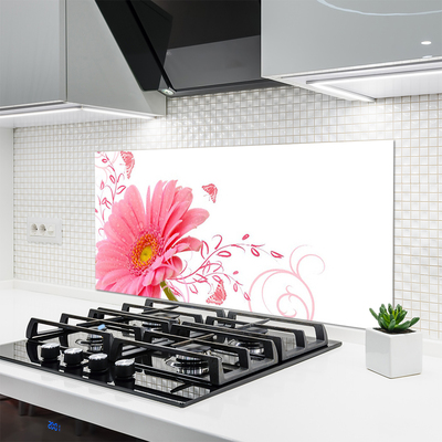 Kitchen Splashback Flower floral pink