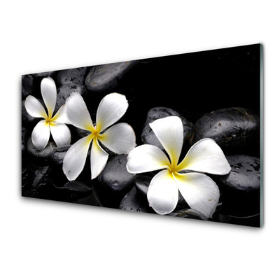 Kitchen Splashback Flower stones floral white black