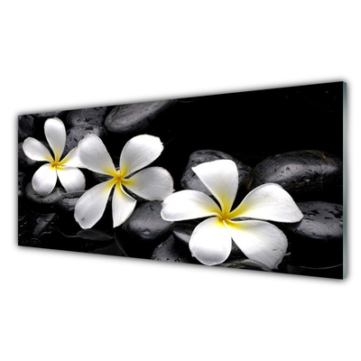 Kitchen Splashback Flower stones floral white black