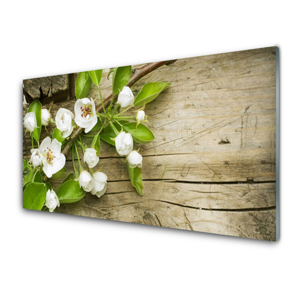 Kitchen Splashback Flowers floral white green