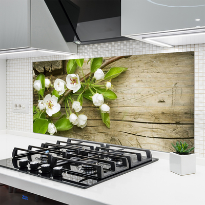 Kitchen Splashback Flowers floral white green