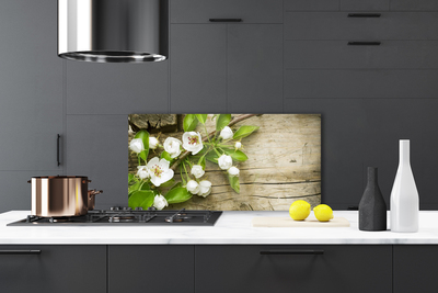 Kitchen Splashback Flowers floral white green