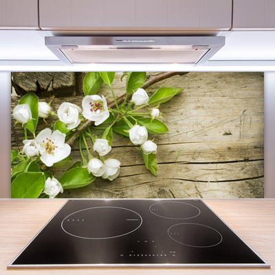 Kitchen Splashback Flowers floral white green