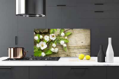 Kitchen Splashback Flowers floral white green