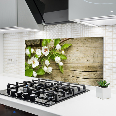 Kitchen Splashback Flowers floral white green