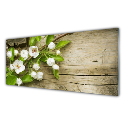 Kitchen Splashback Flowers floral white green