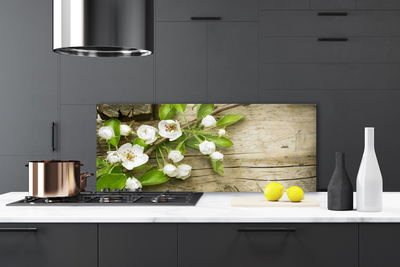 Kitchen Splashback Flowers floral white green