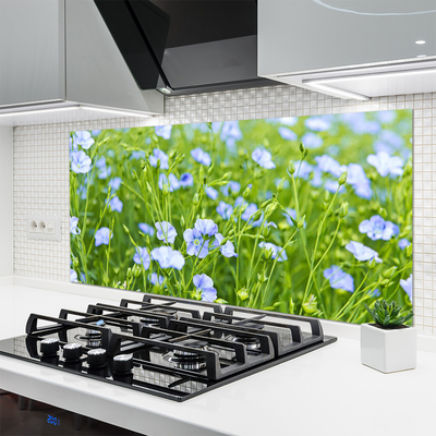 Kitchen Splashback Flowers grass nature purple green