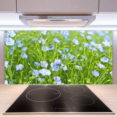 Kitchen Splashback Flowers grass nature purple green