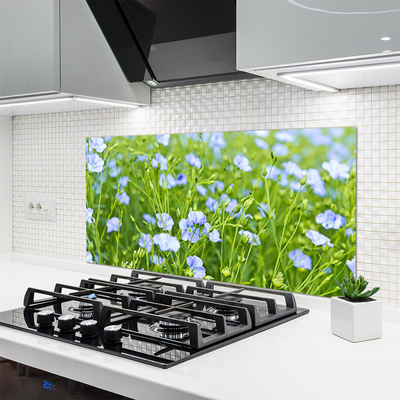 Kitchen Splashback Flowers grass nature purple green