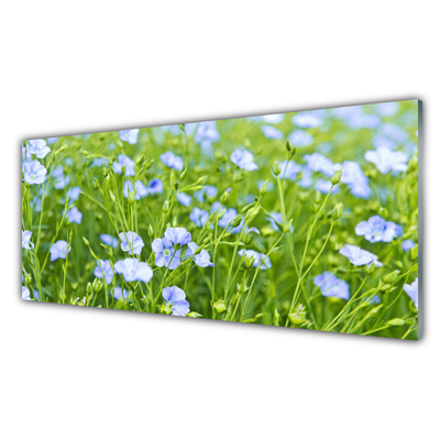 Kitchen Splashback Flowers grass nature purple green