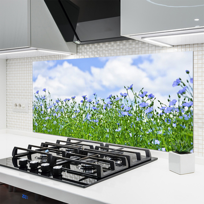 Kitchen Splashback Flowers nature purple green