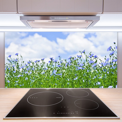 Kitchen Splashback Flowers nature purple green