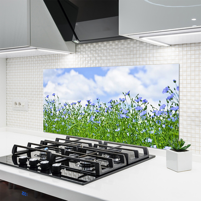 Kitchen Splashback Flowers nature purple green