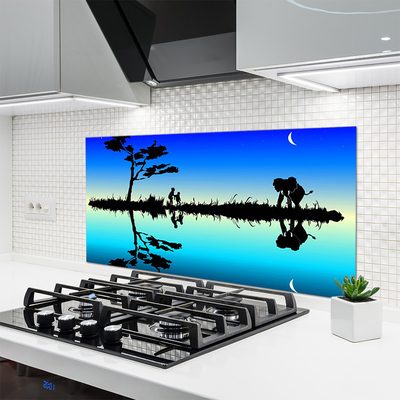 Kitchen Splashback Abstract art black blue purple