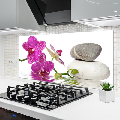 Kitchen Splashback Flower stones art pink white grey