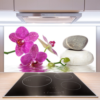 Kitchen Splashback Flower stones art pink white grey