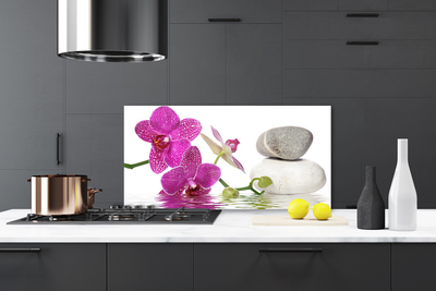 Kitchen Splashback Flower stones art pink white grey