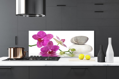 Kitchen Splashback Flower stones art pink white grey