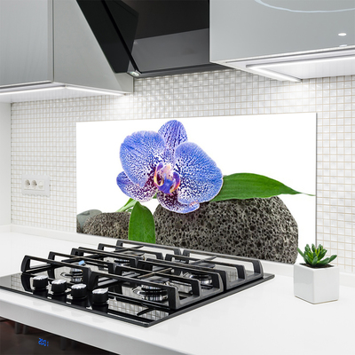 Kitchen Splashback Flower floral purple green