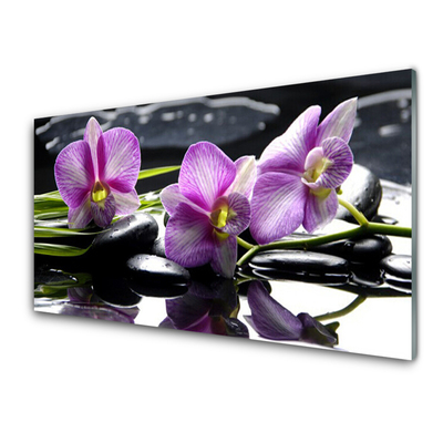 Kitchen Splashback Flower stones floral pink black