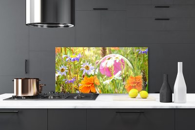 Kitchen Splashback Flowers nature multi