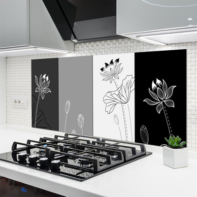 Kitchen Splashback Abstract art grey white black