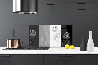 Kitchen Splashback Abstract art grey white black