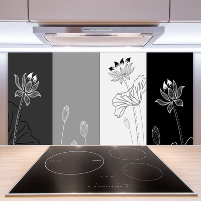 Kitchen Splashback Abstract art grey white black