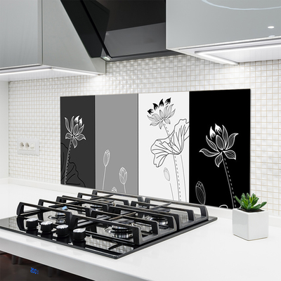 Kitchen Splashback Abstract art grey white black