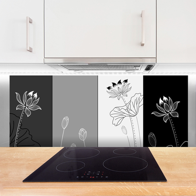 Kitchen Splashback Abstract art grey white black