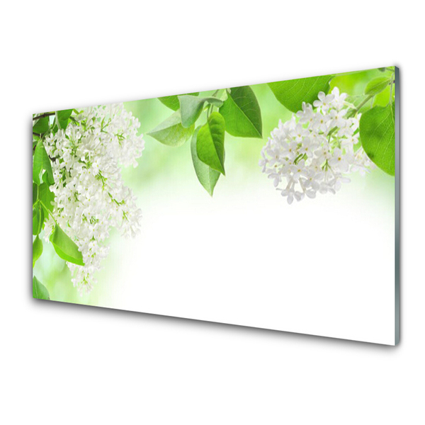 Kitchen Splashback Petals floral white green