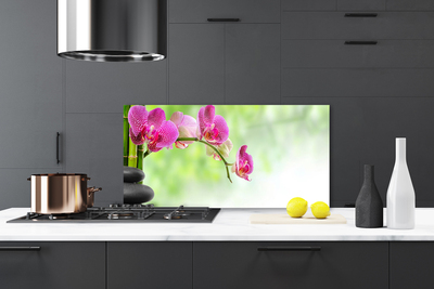 Kitchen Splashback Flower stones floral red black