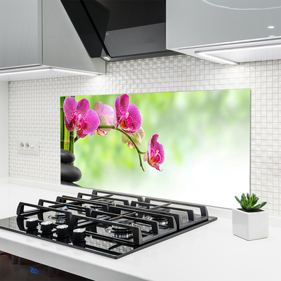 Kitchen Splashback Flower stones floral red black