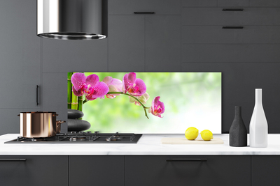 Kitchen Splashback Flower stones floral red black