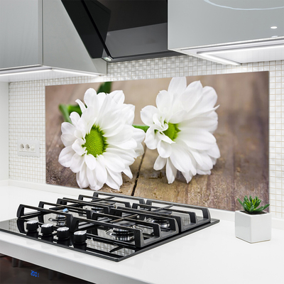 Kitchen Splashback Flowers floral white green