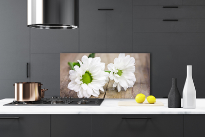 Kitchen Splashback Flowers floral white green