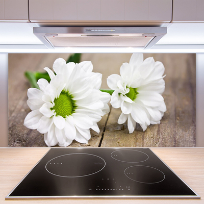 Kitchen Splashback Flowers floral white green