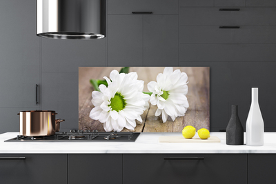 Kitchen Splashback Flowers floral white green