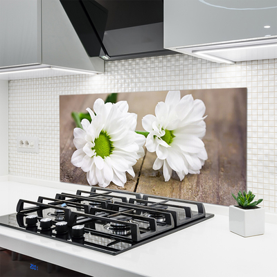 Kitchen Splashback Flowers floral white green