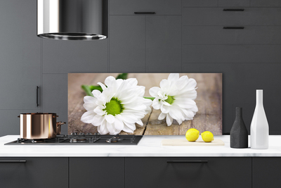 Kitchen Splashback Flowers floral white green