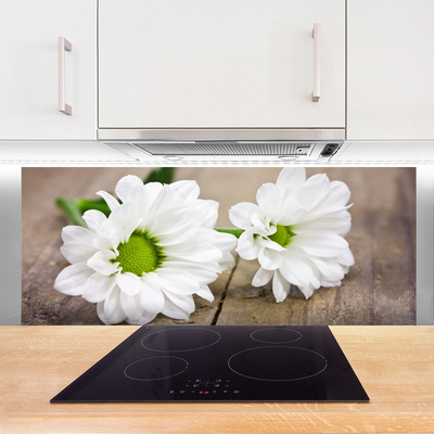 Kitchen Splashback Flowers floral white green