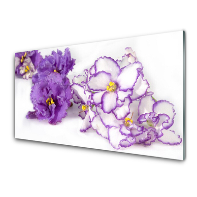 Kitchen Splashback Flowers floral purple white