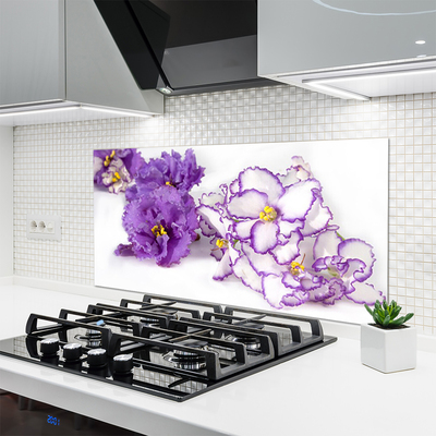 Kitchen Splashback Flowers floral purple white