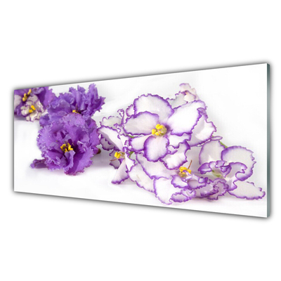 Kitchen Splashback Flowers floral purple white