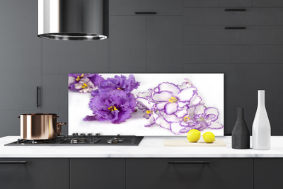 Kitchen Splashback Flowers floral purple white